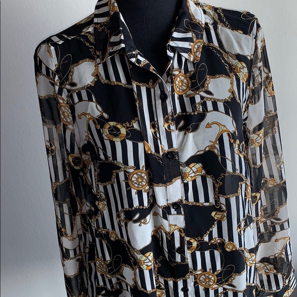 Forever XXI  Sheer Chain Link Blouse Size L - Picture 4 of 9